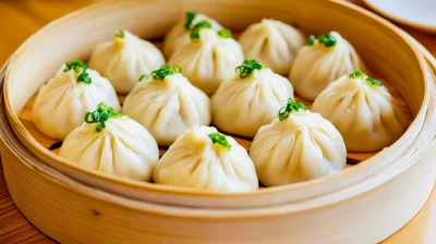 Steamed Soup Dumplings In A Bamboo Steamer