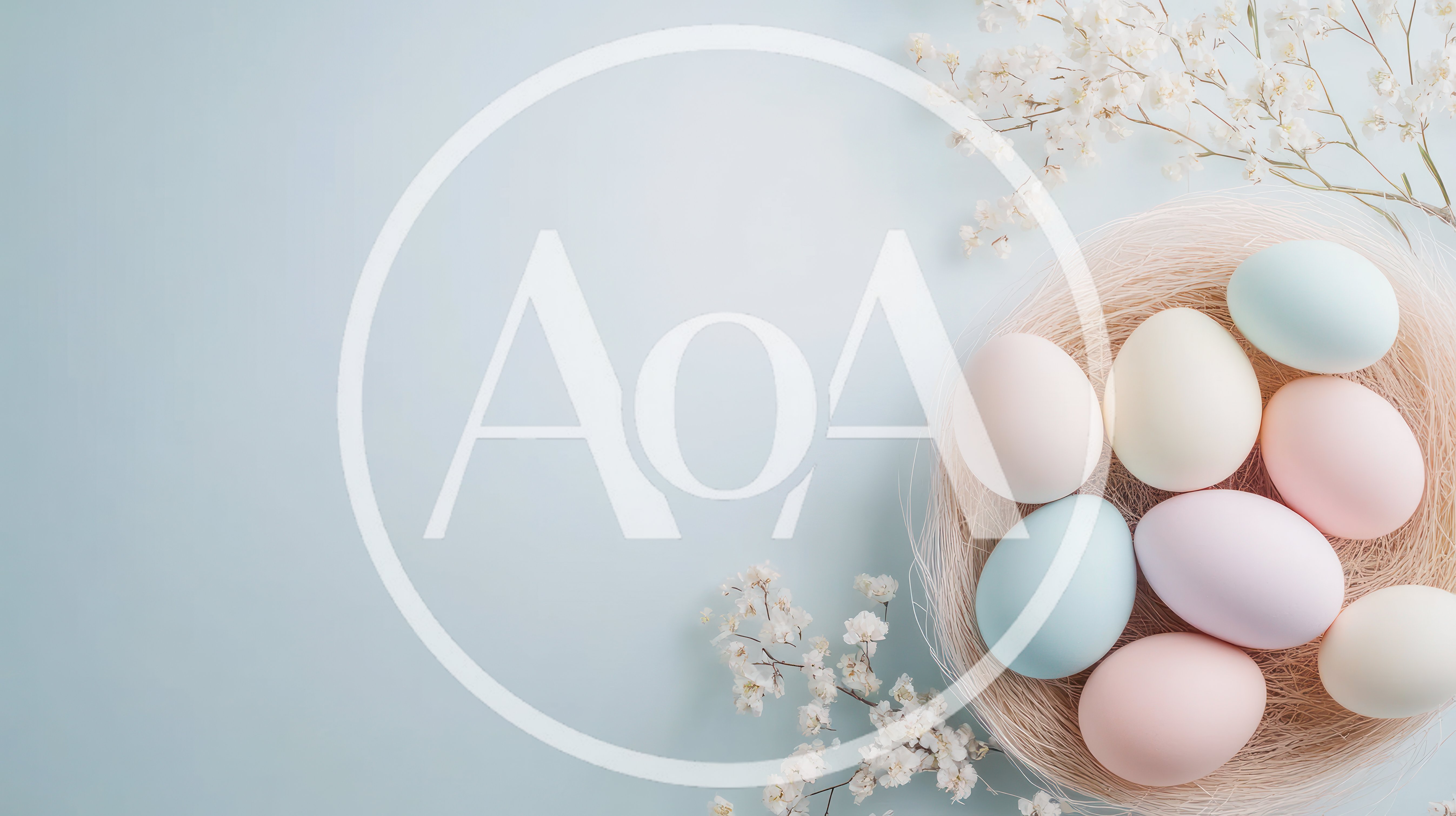 Pastel Easter Eggs In A Nest With Flowers