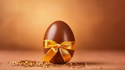 Chocolate Easter Egg With Gold Ribbon