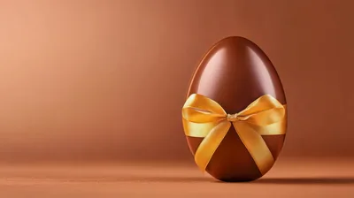 Chocolate Easter Egg With A Golden Ribbon