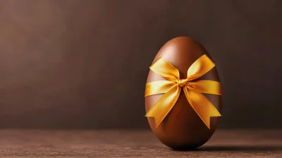 Chocolate Easter Egg With Golden Ribbon