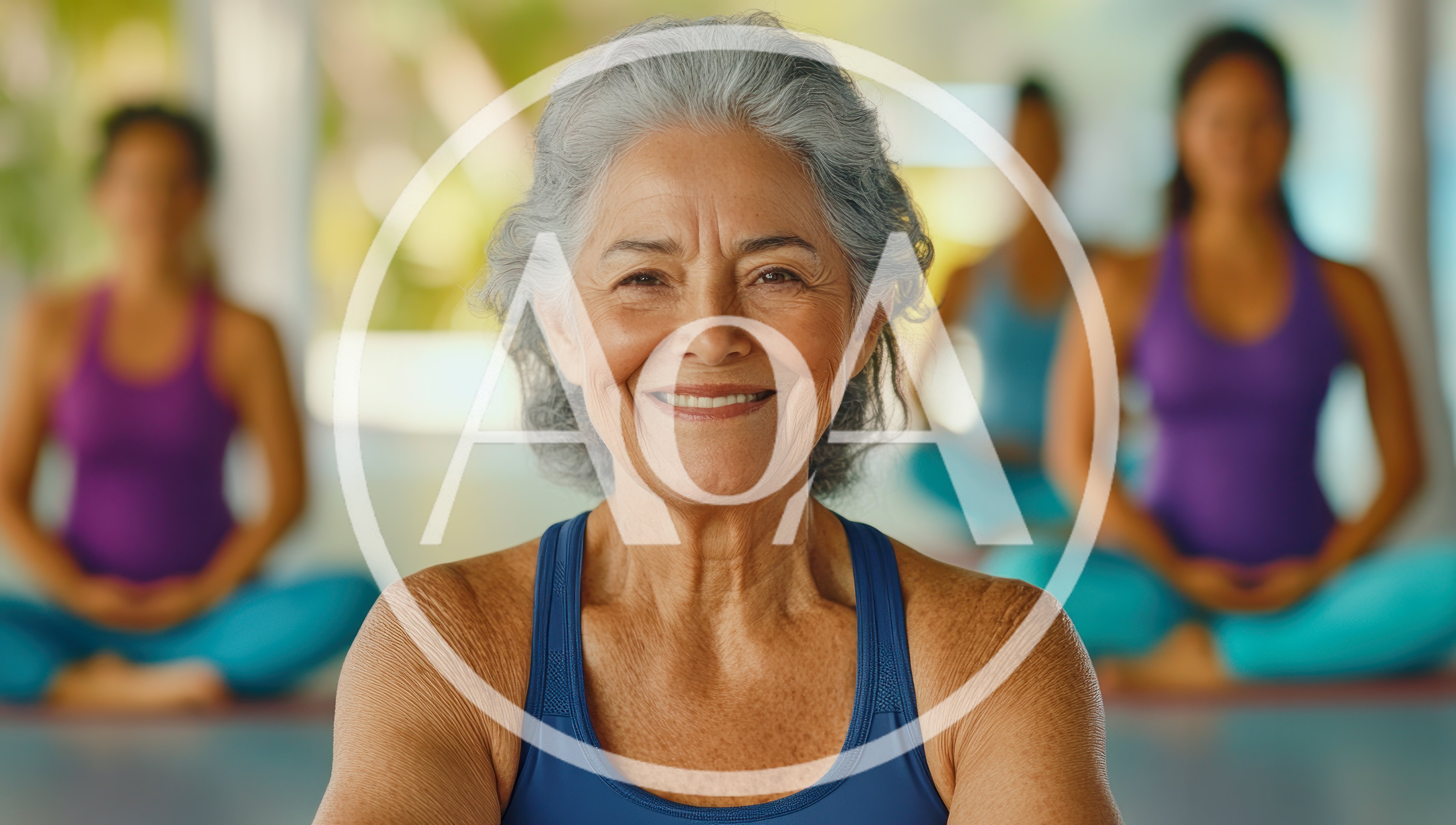 Senior Woman Smiling During Yoga Class