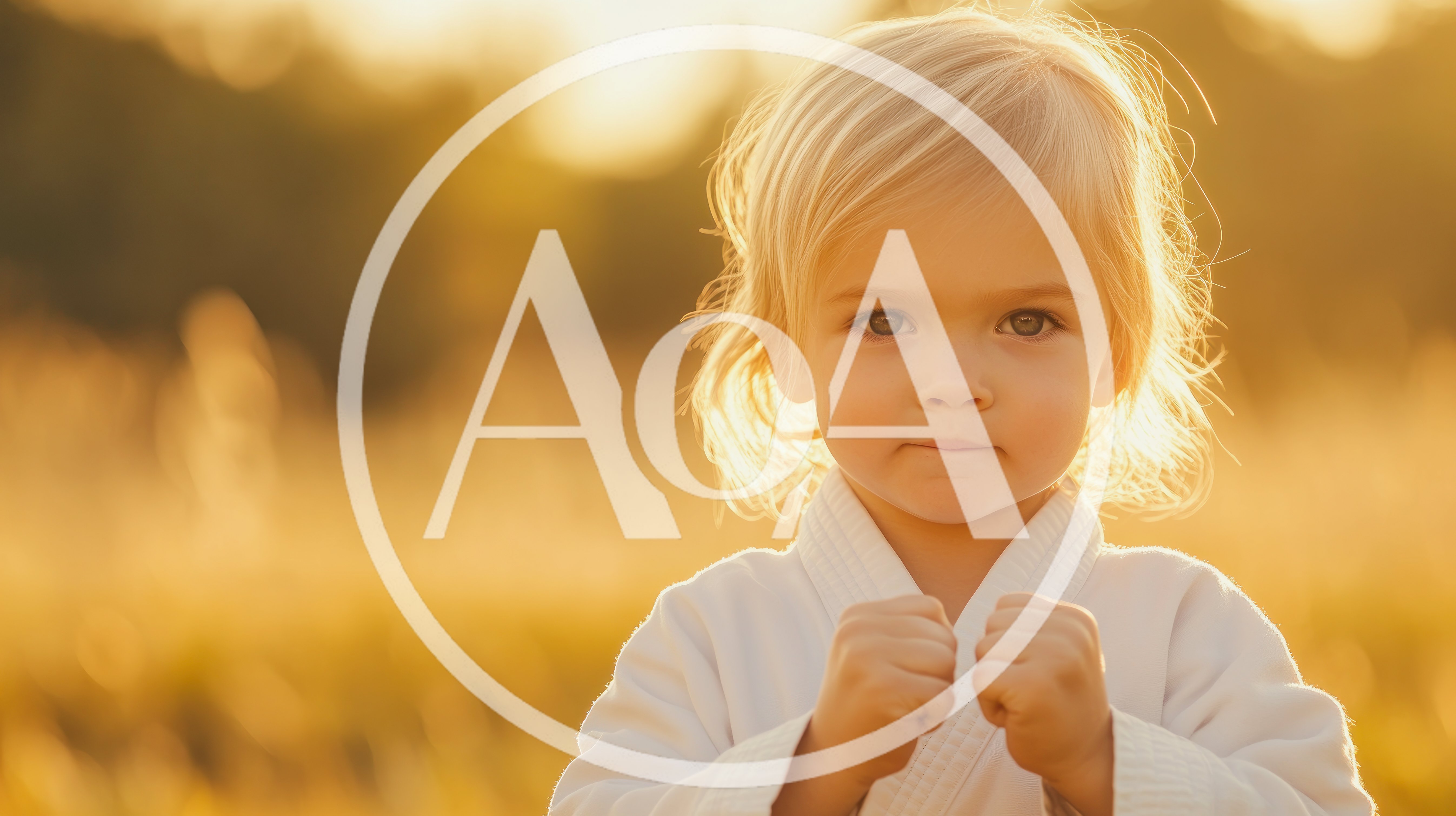 Young Child Wearing Karate Gi in Golden Hour Sunlight