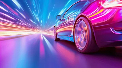 Sports Car Driving Fast With Motion Blur