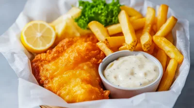 Classic Fish And Chips With Tartar Sauce
