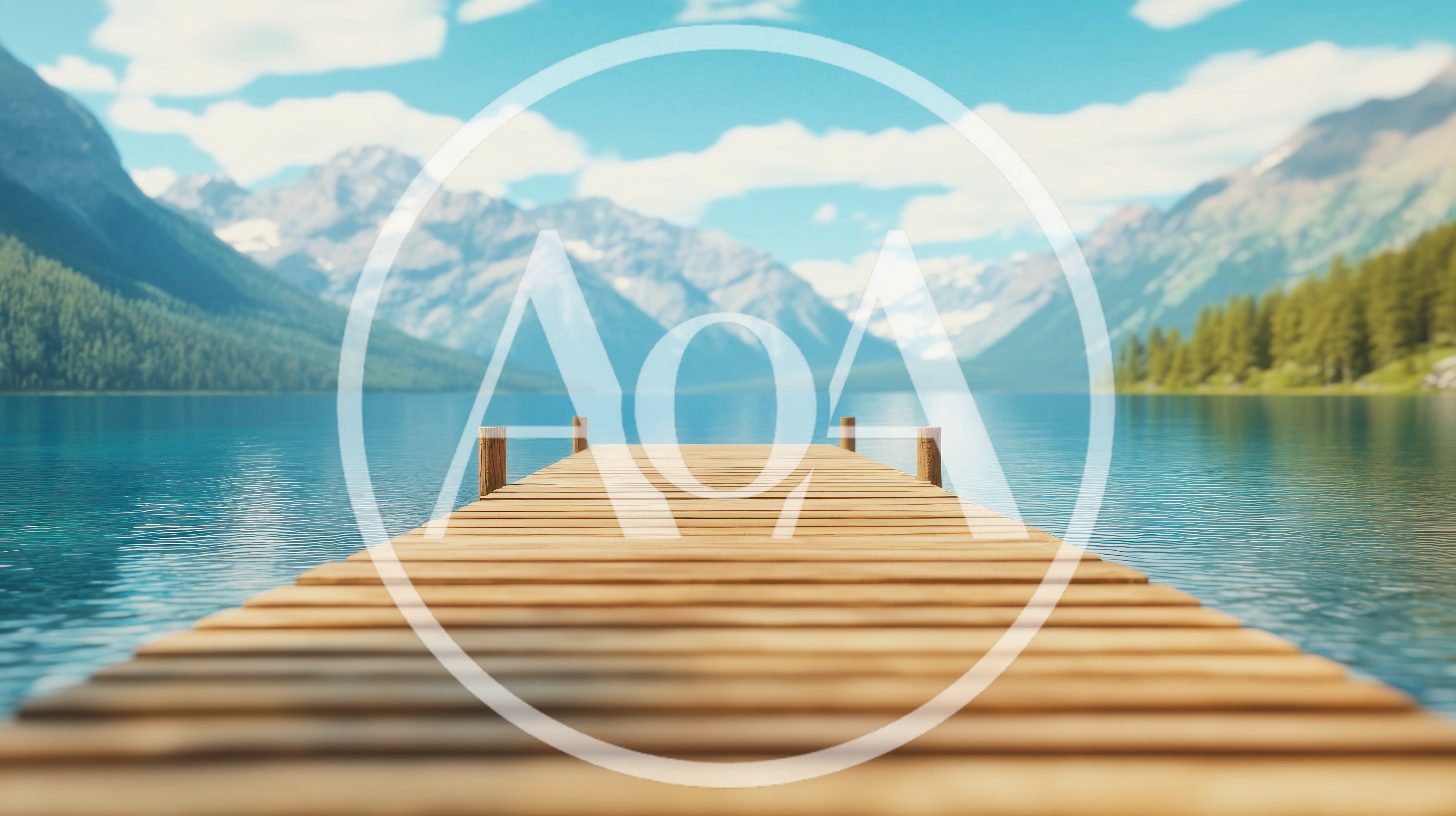 Wooden Pier Extending Into A Serene Mountain Lake