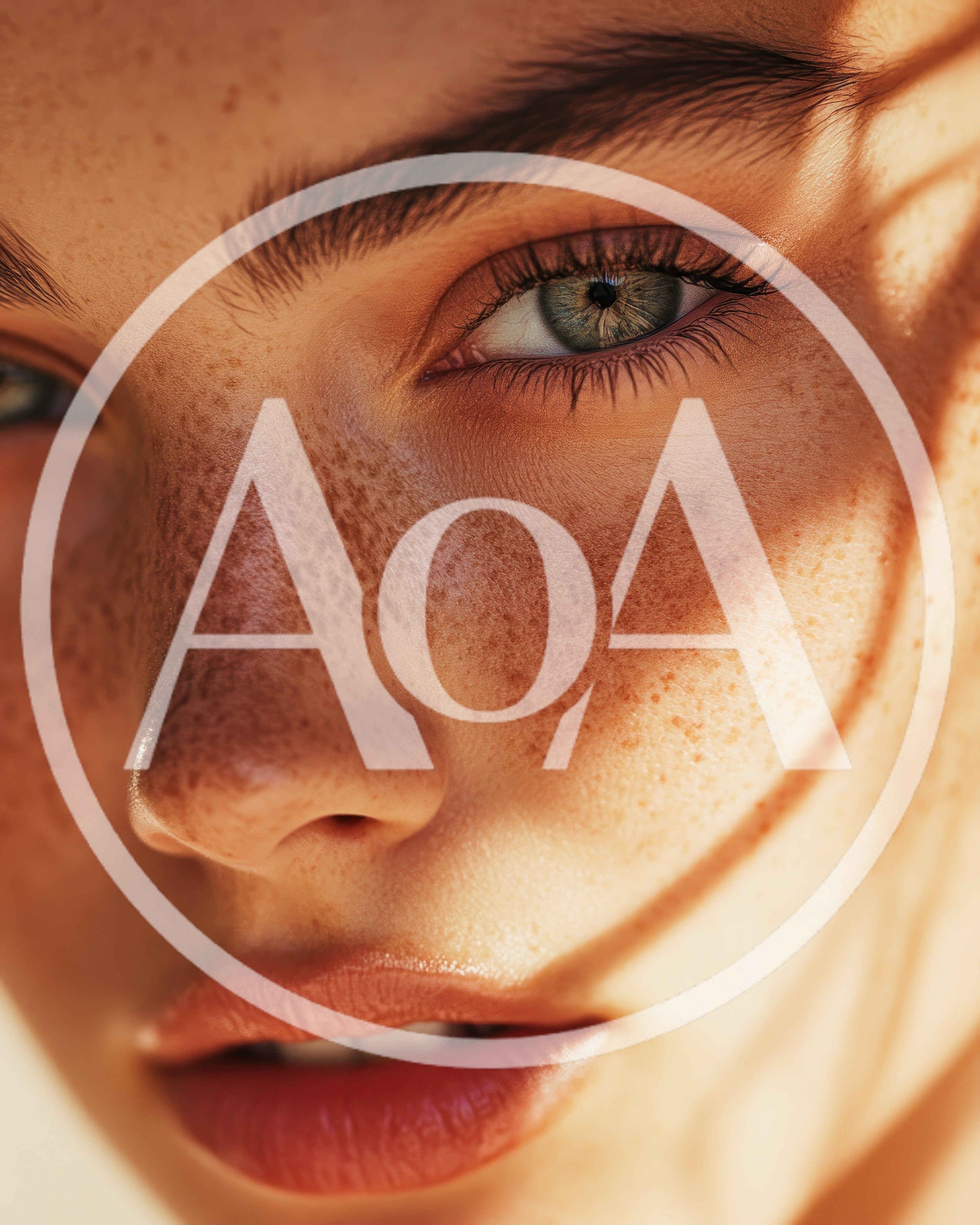 Close Up Portrait Of A Woman With Freckles