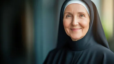 Portrait Of A Smiling Elderly Nun