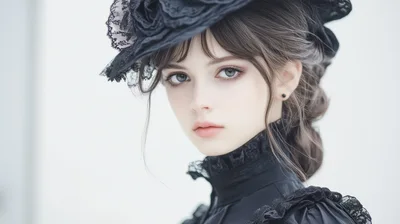 Portrait Of A Young Woman In Victorian Gothic Attire