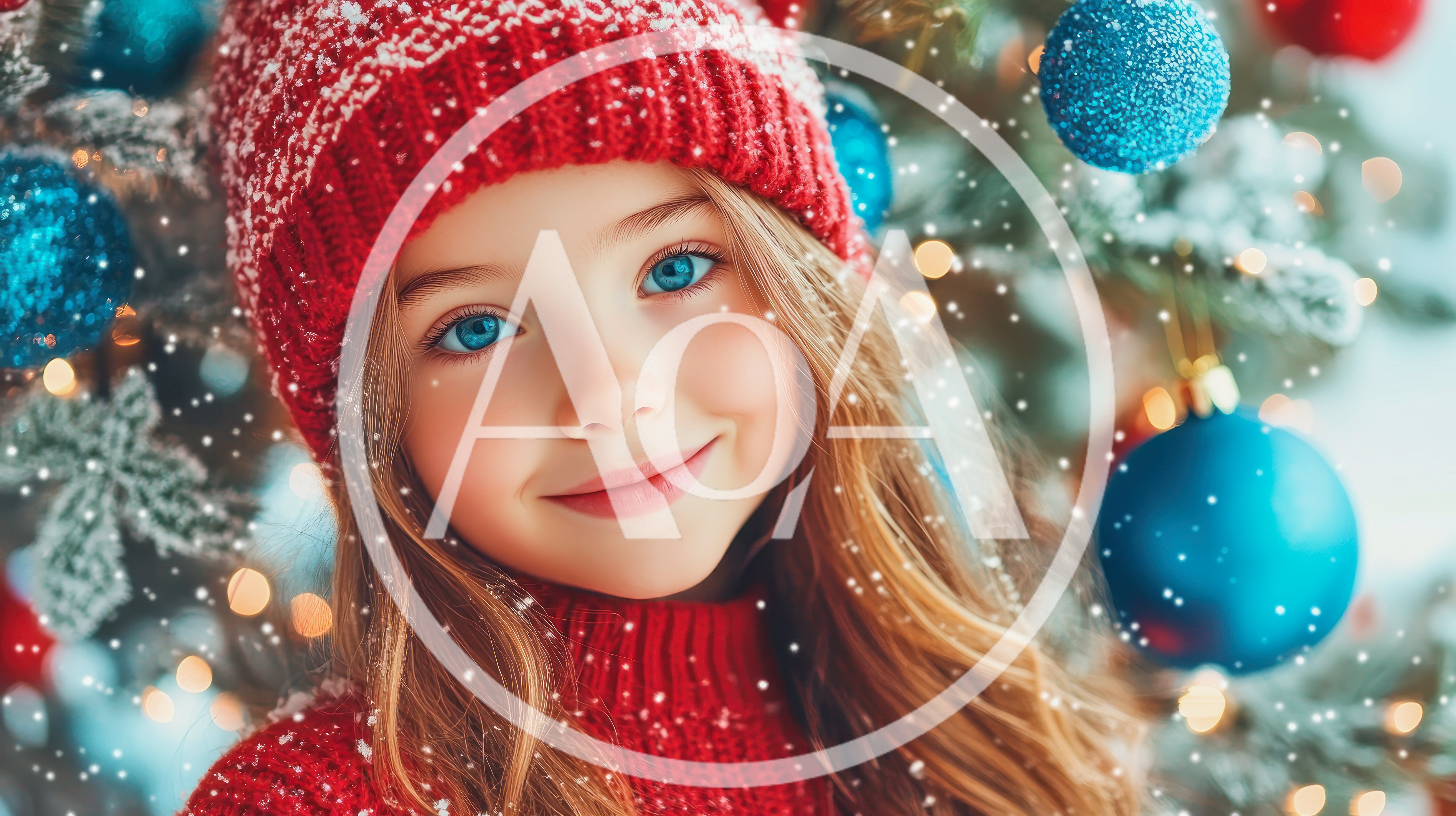 Portrait of a Young Girl Wearing a Red Winter Hat