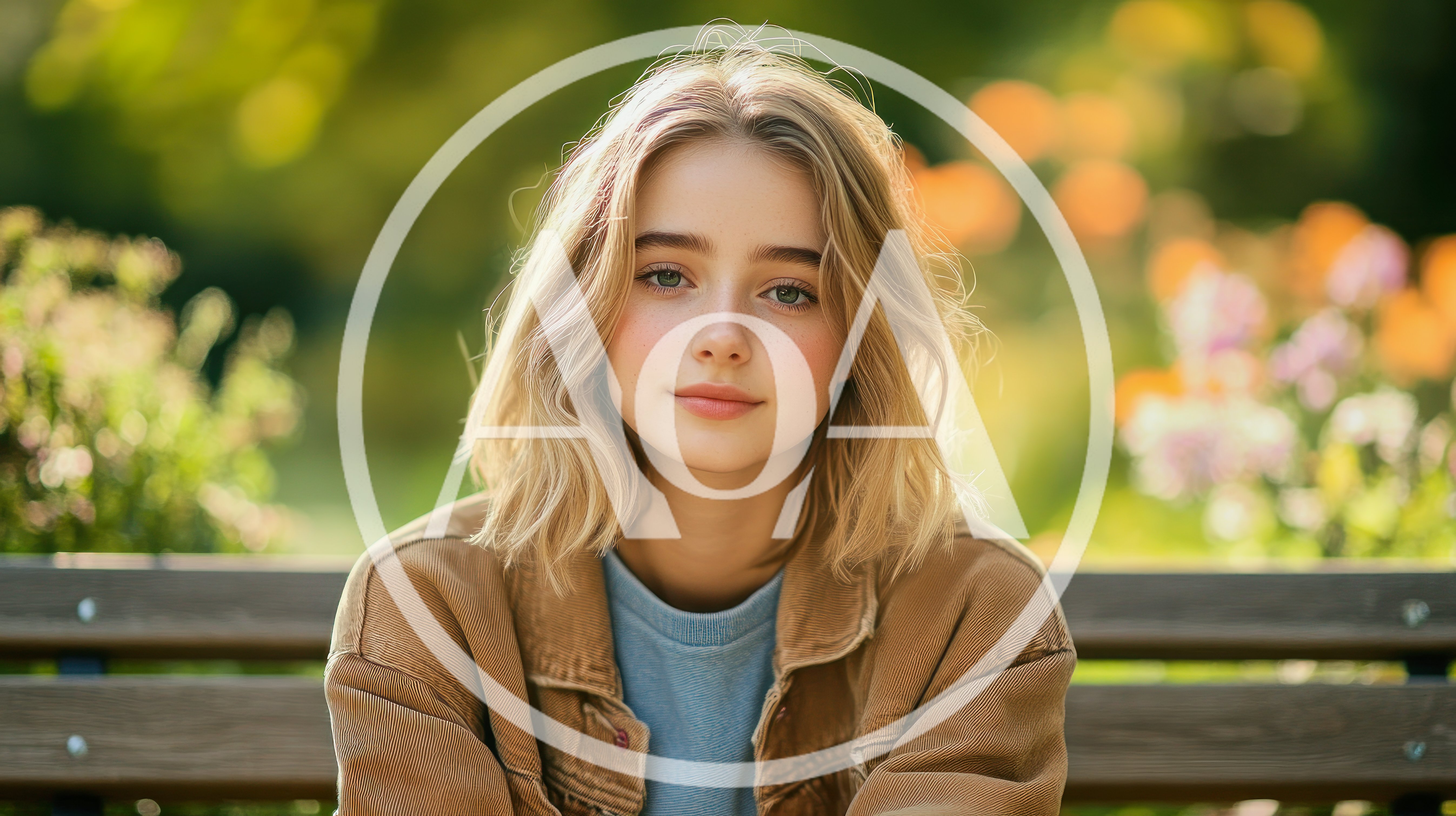 Young Woman Sitting On A Park Bench