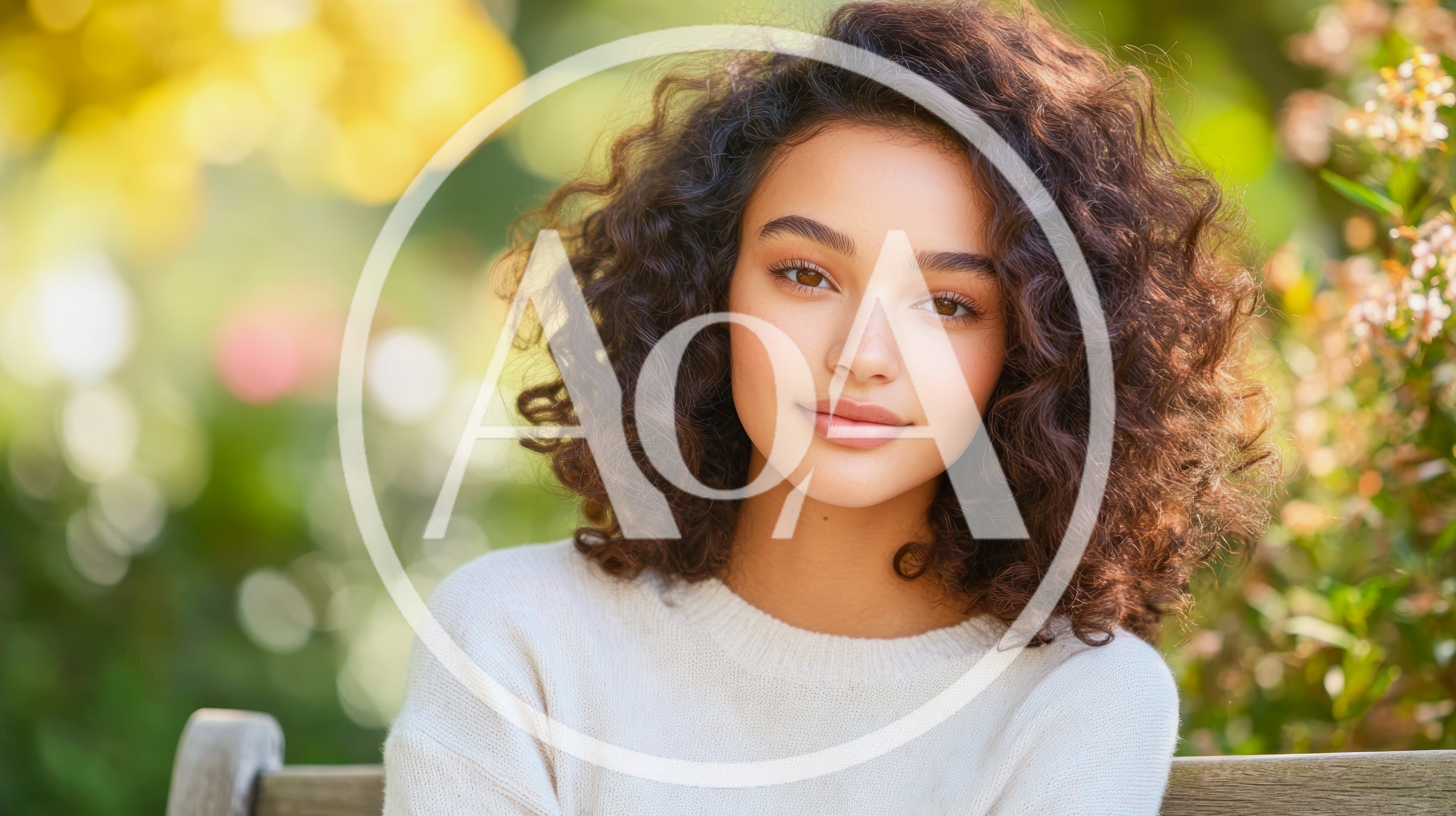 Portrait Of A Young Woman With Curly Hair
