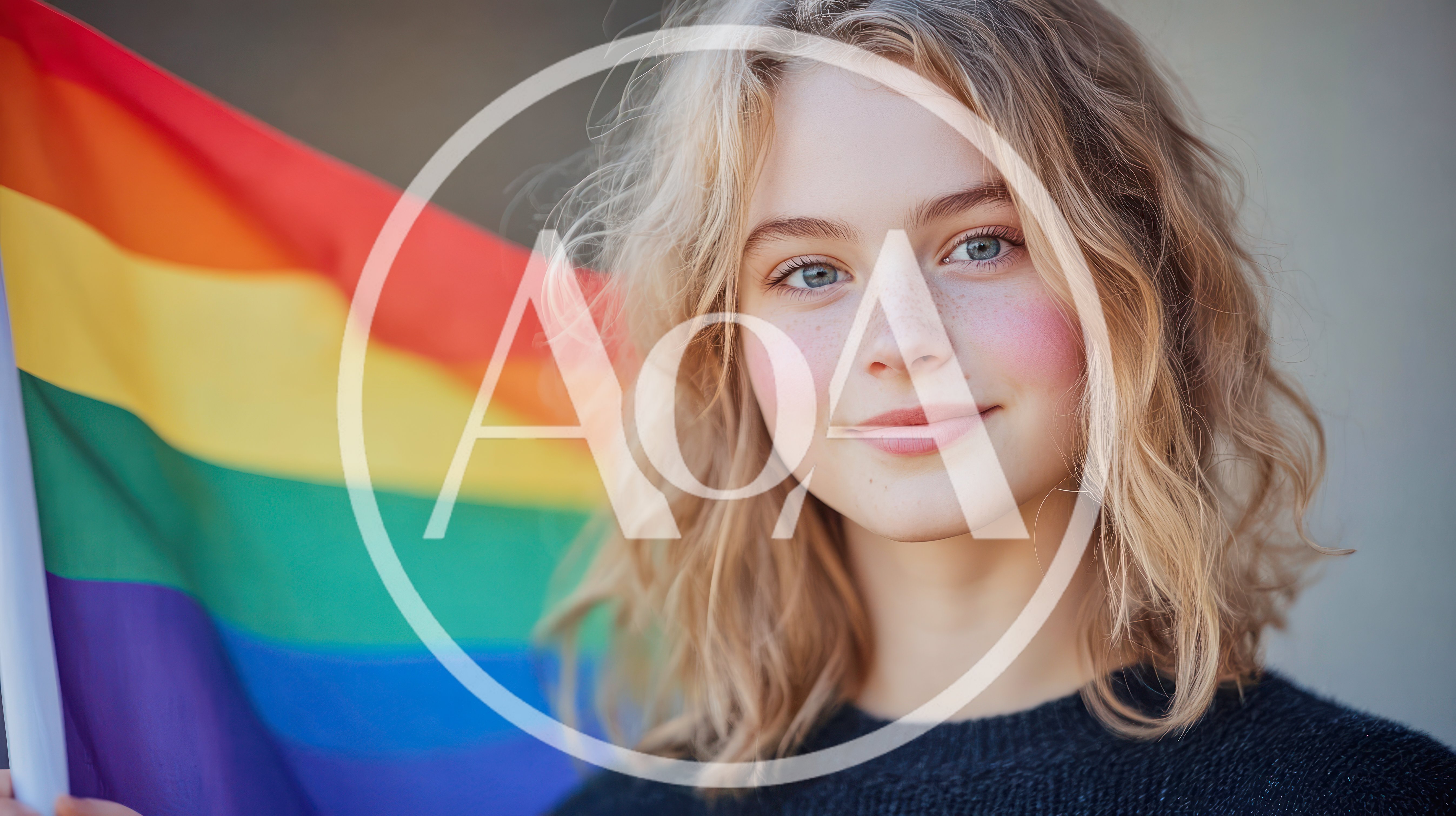Young Woman Holding A Rainbow Pride Flag