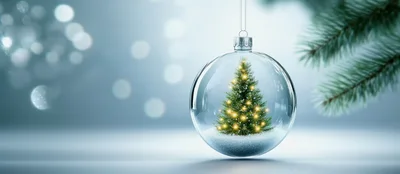 Glass Christmas Ornament With Miniature Tree Inside