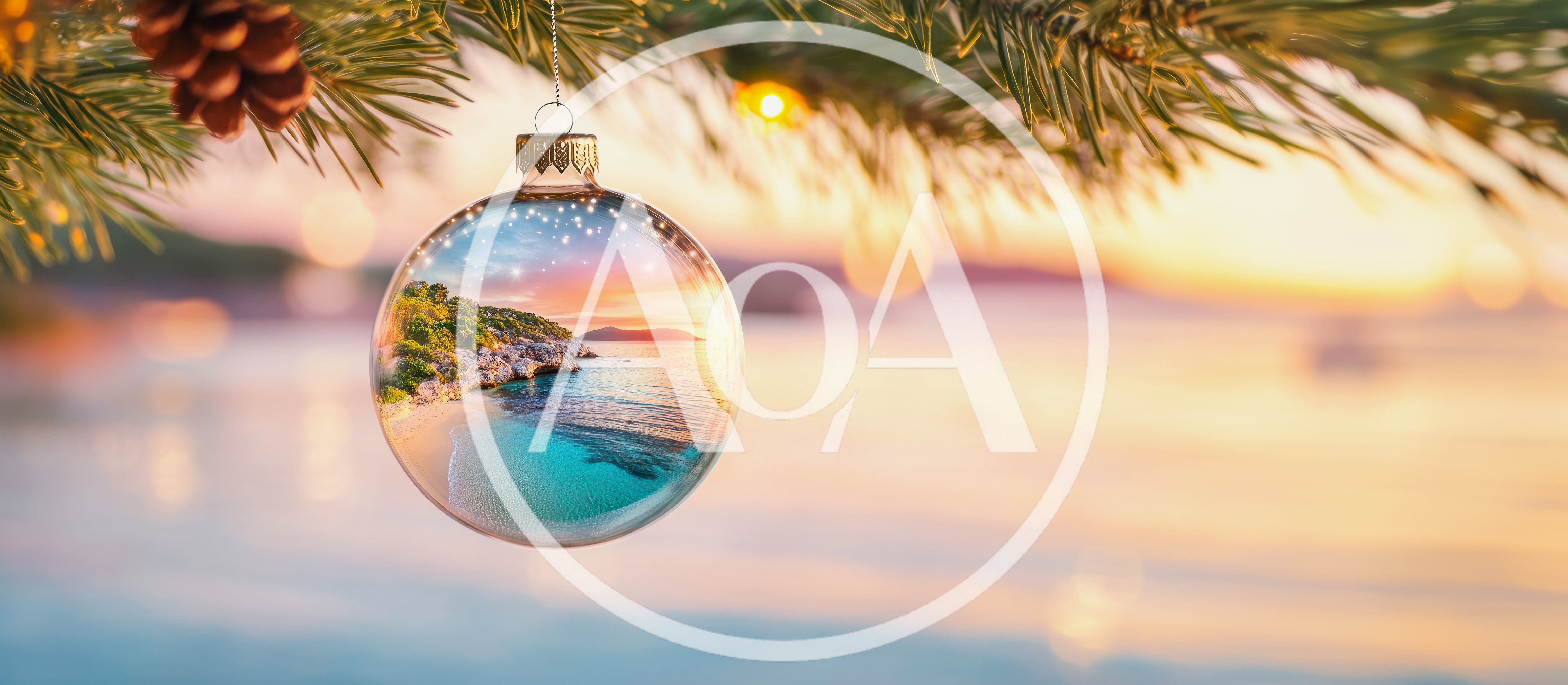 Christmas Ornament Featuring A Tropical Beach Scene