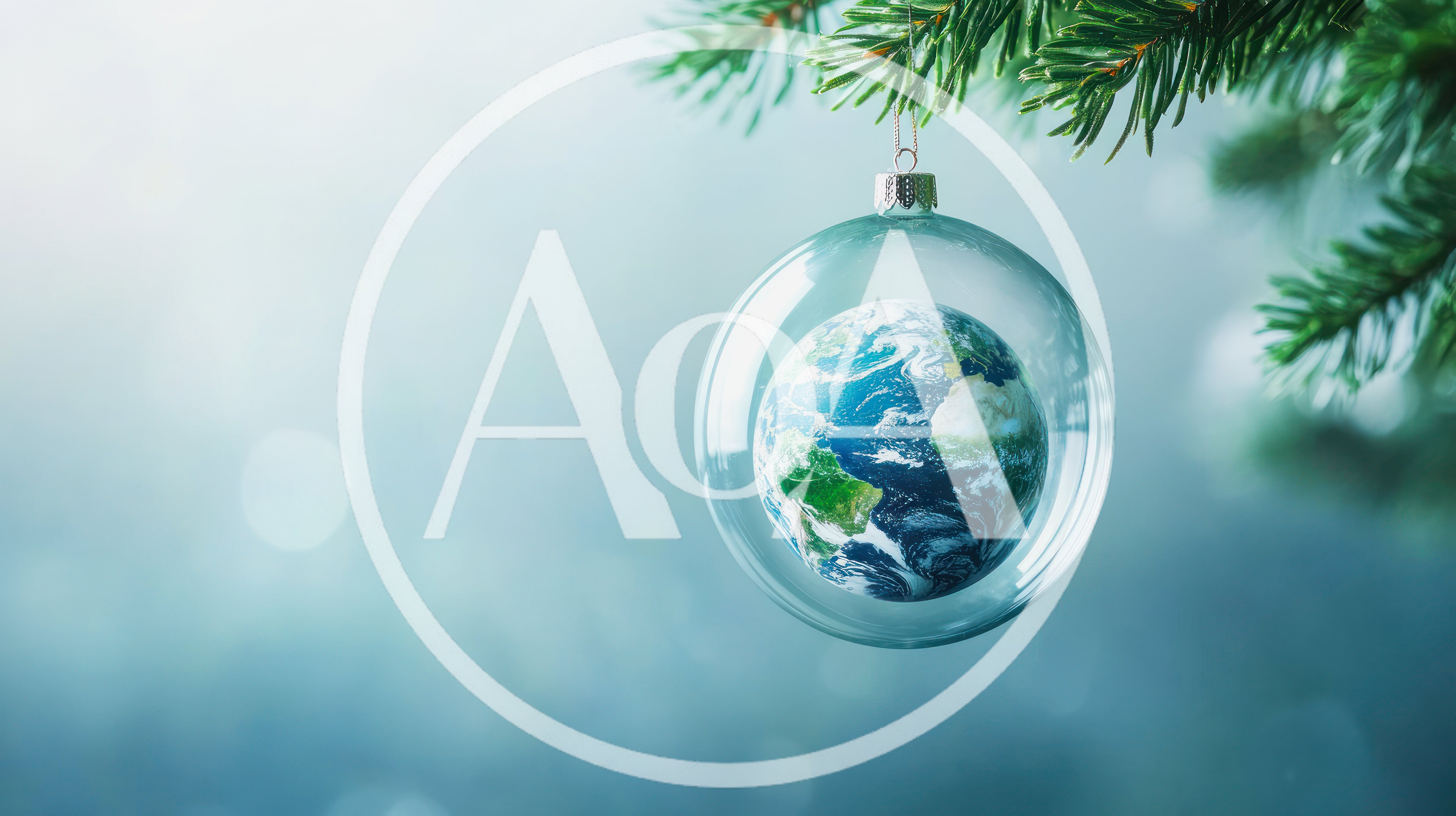 Earth Globe Inside A Glass Christmas Ornament