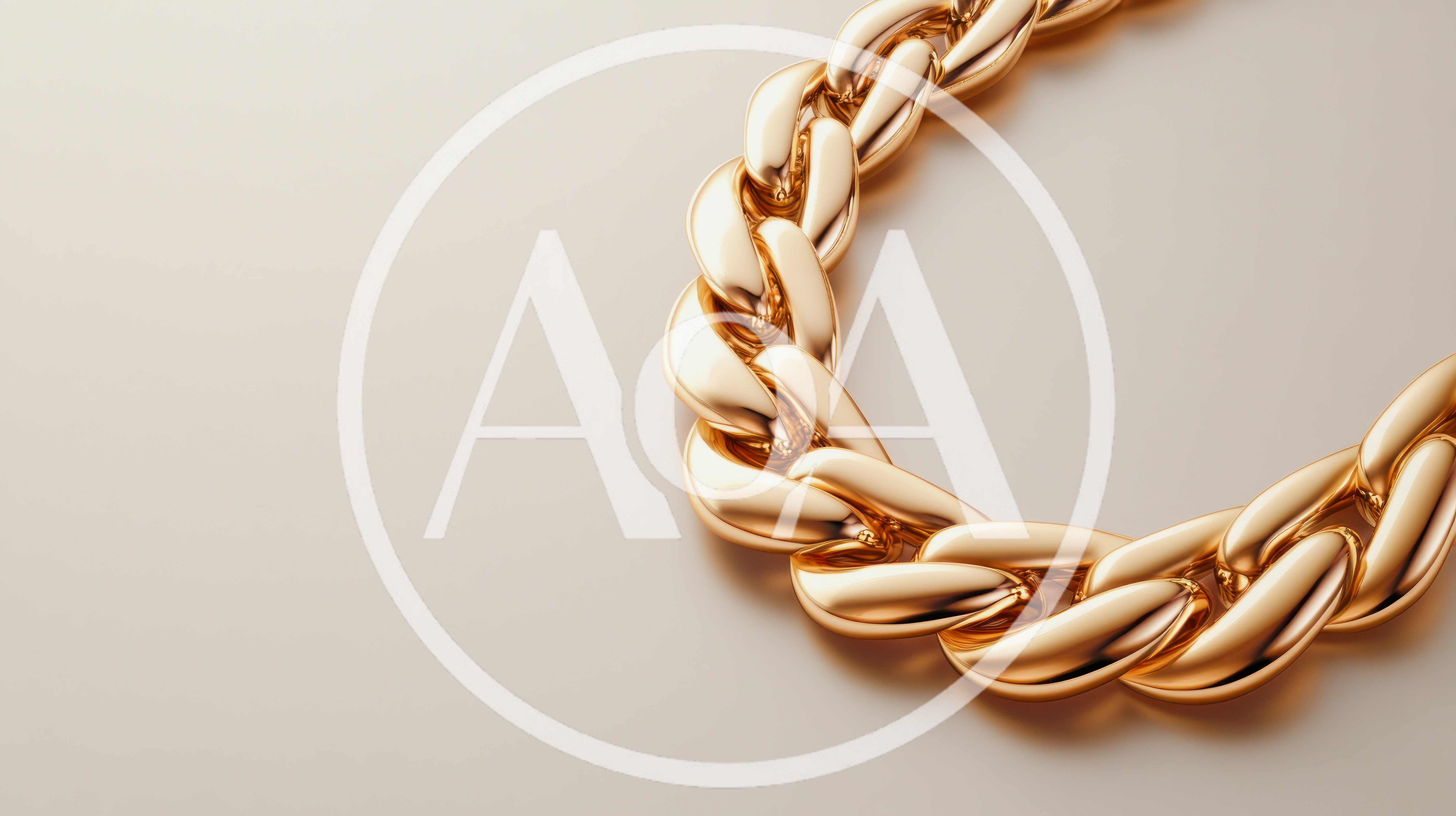 Golden Chain Necklace On A Neutral Background