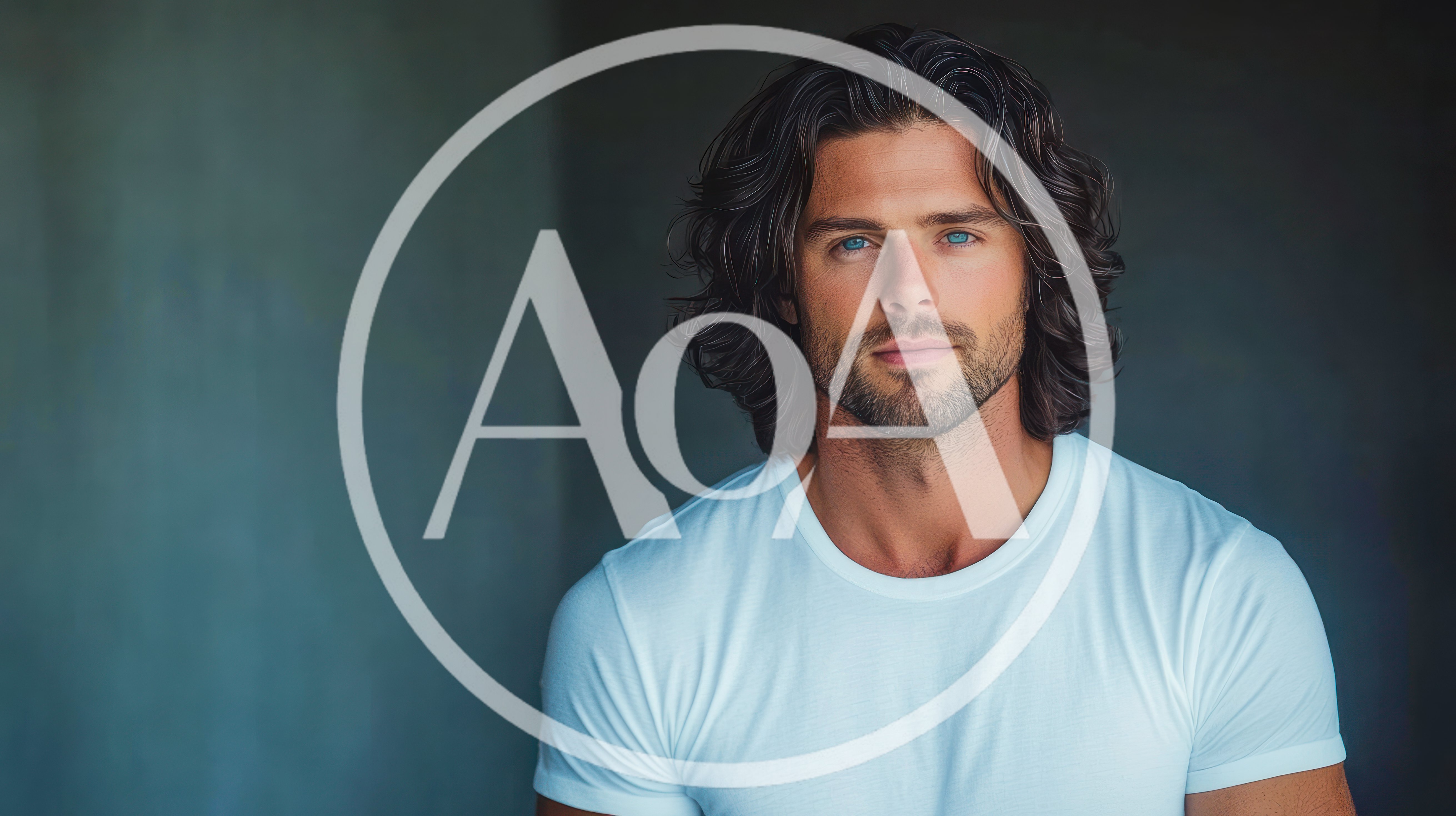Portrait Of A Handsome Man With Long Wavy Hair