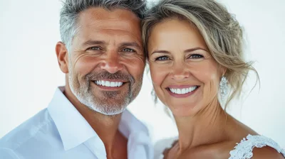 Happy Mature Couple Smiling Together In Wedding Attire