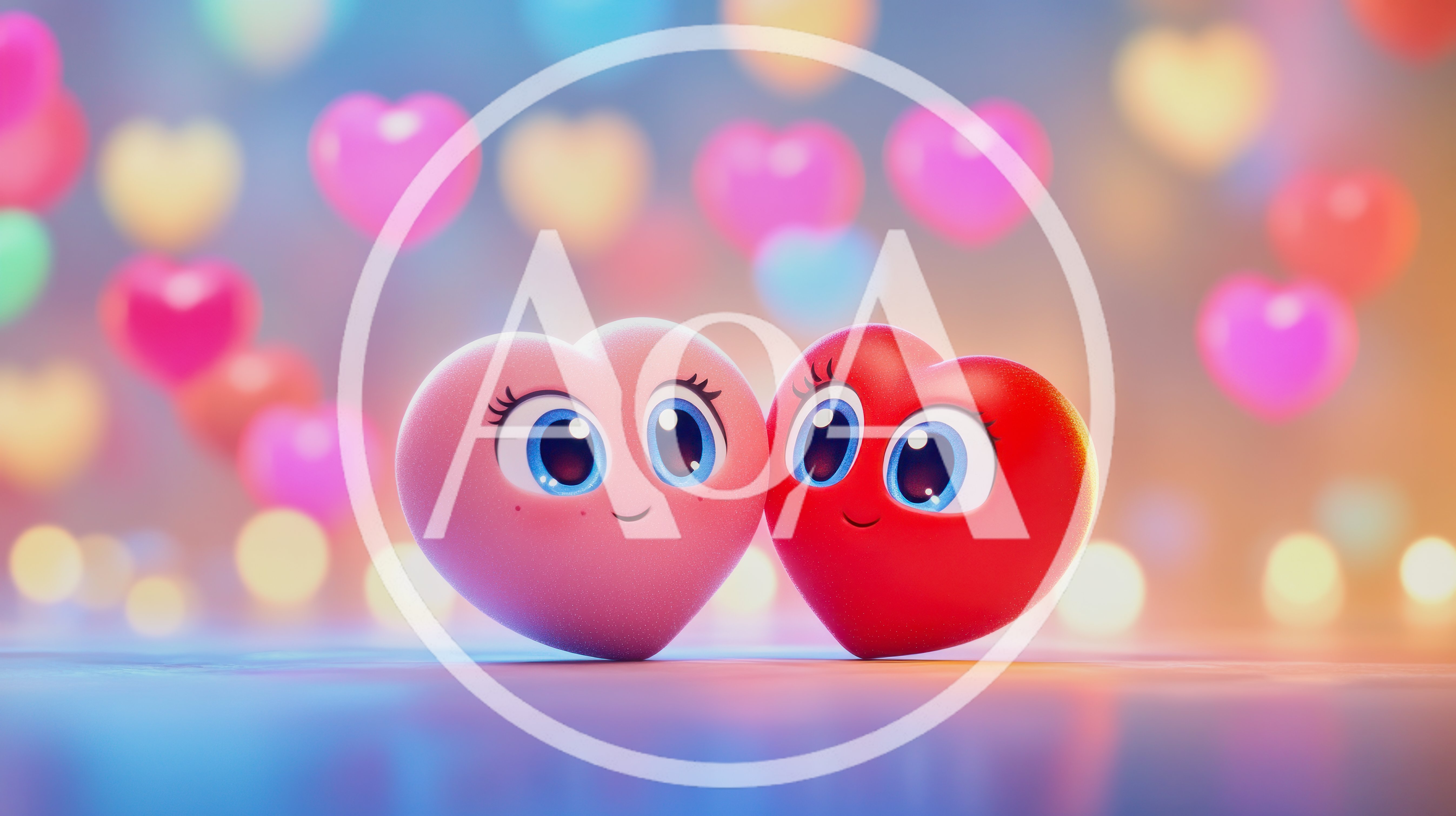 Cute Animated Pink and Red Hearts