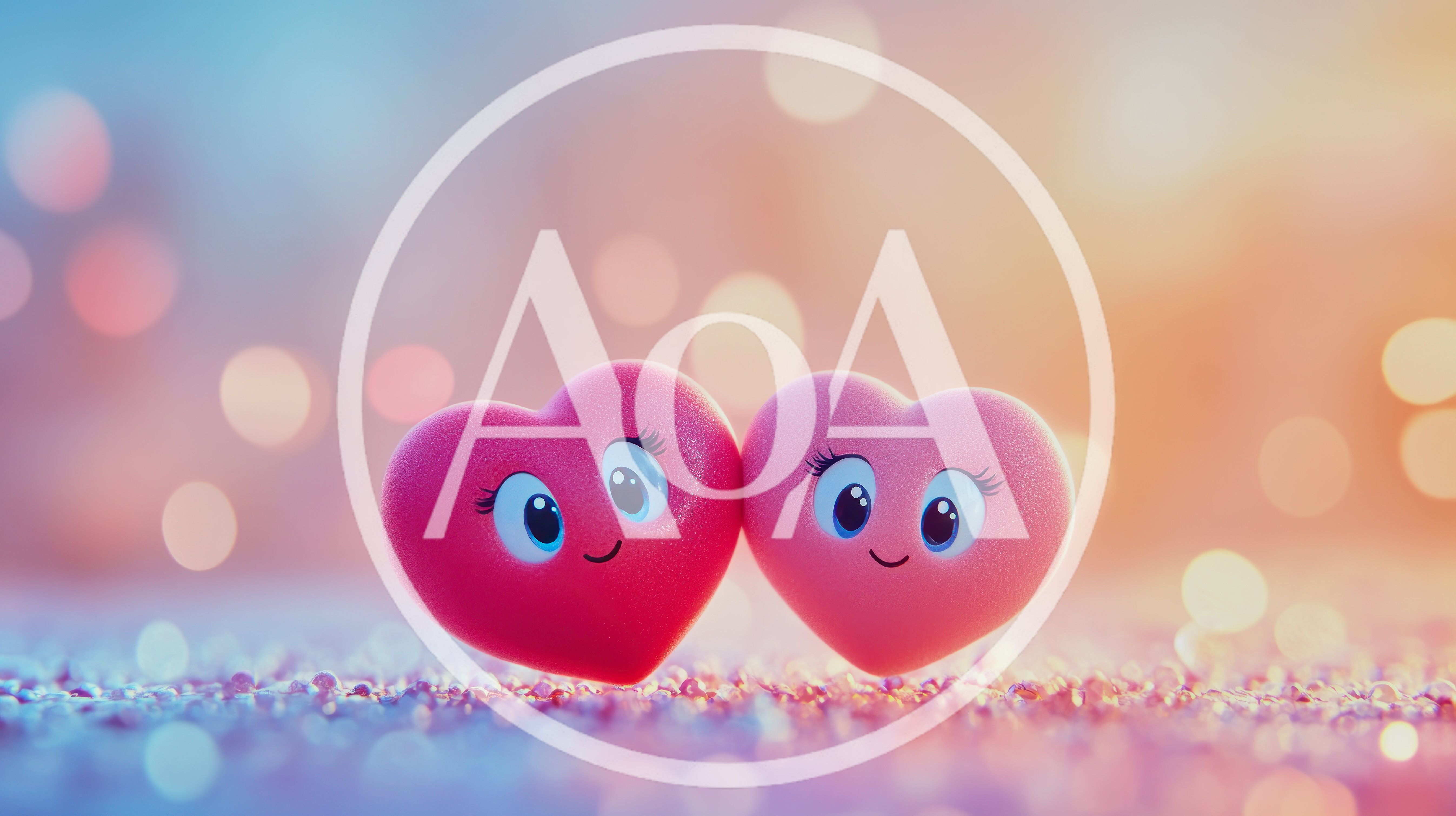 Two Cute Cartoon Hearts With Faces