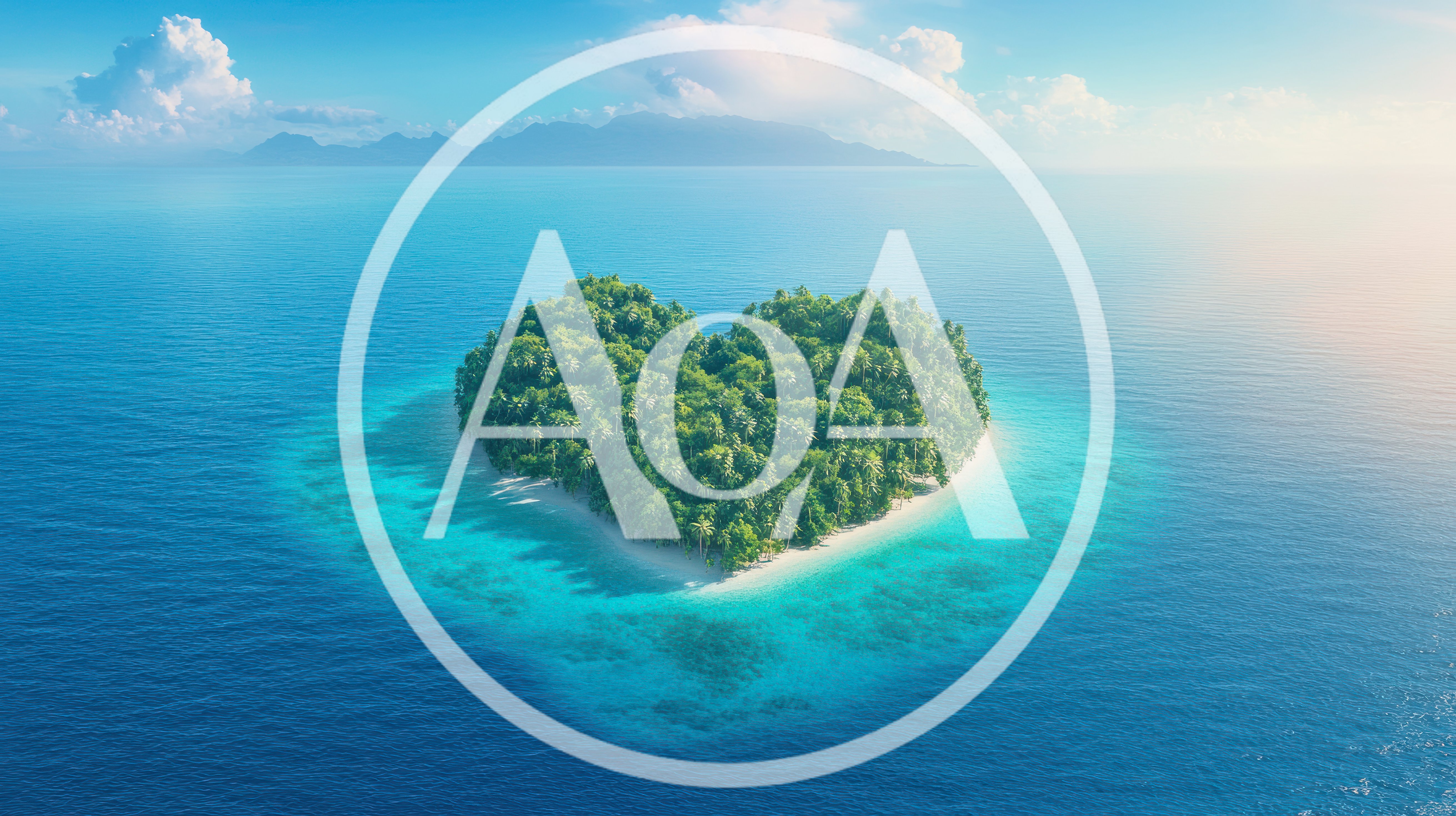 Aerial View Of A Heart Shaped Tropical Island