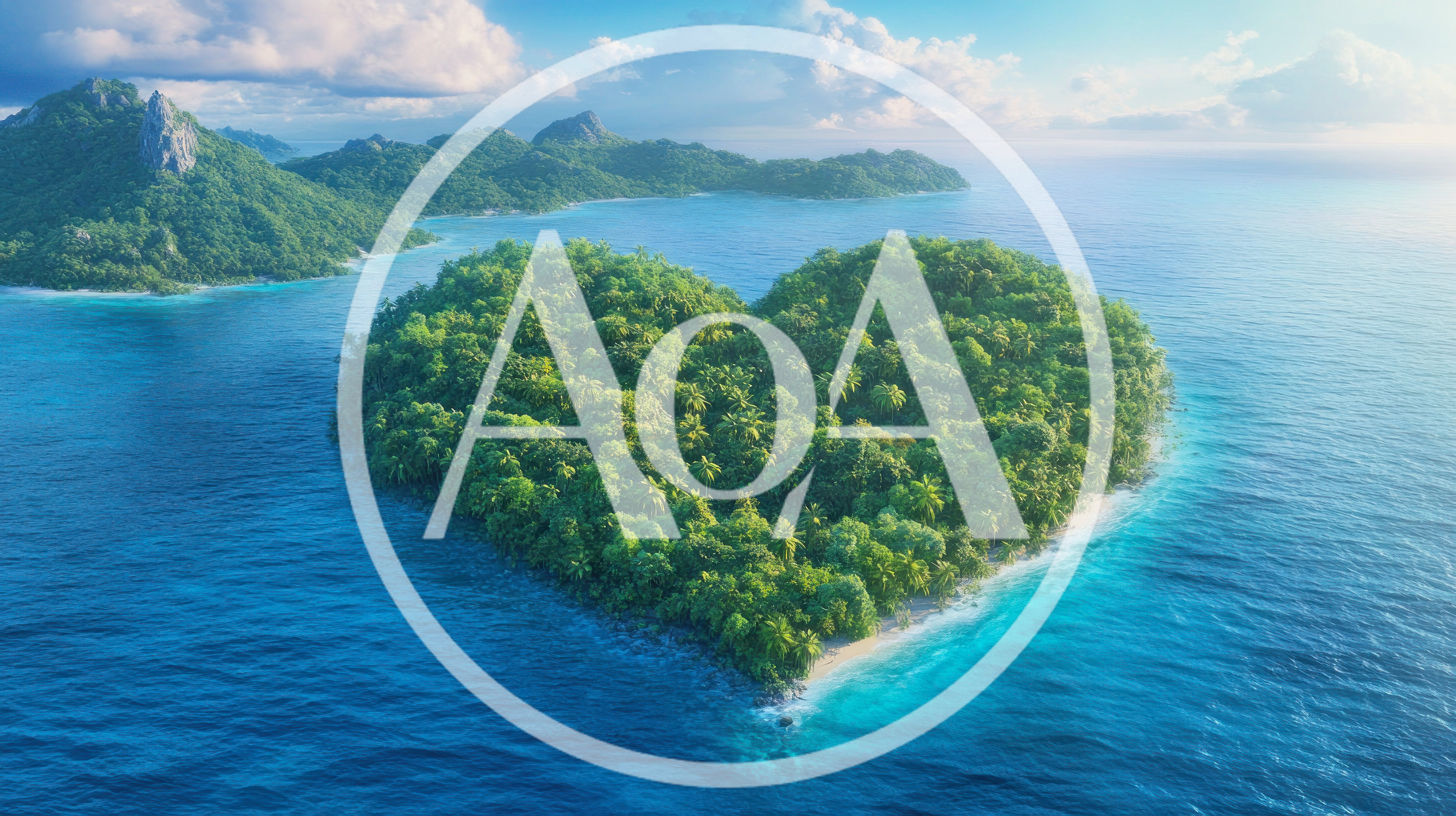 Aerial View Of A Heart Shaped Tropical Island