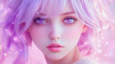 Portrait Of A Young Woman With Purple Hair