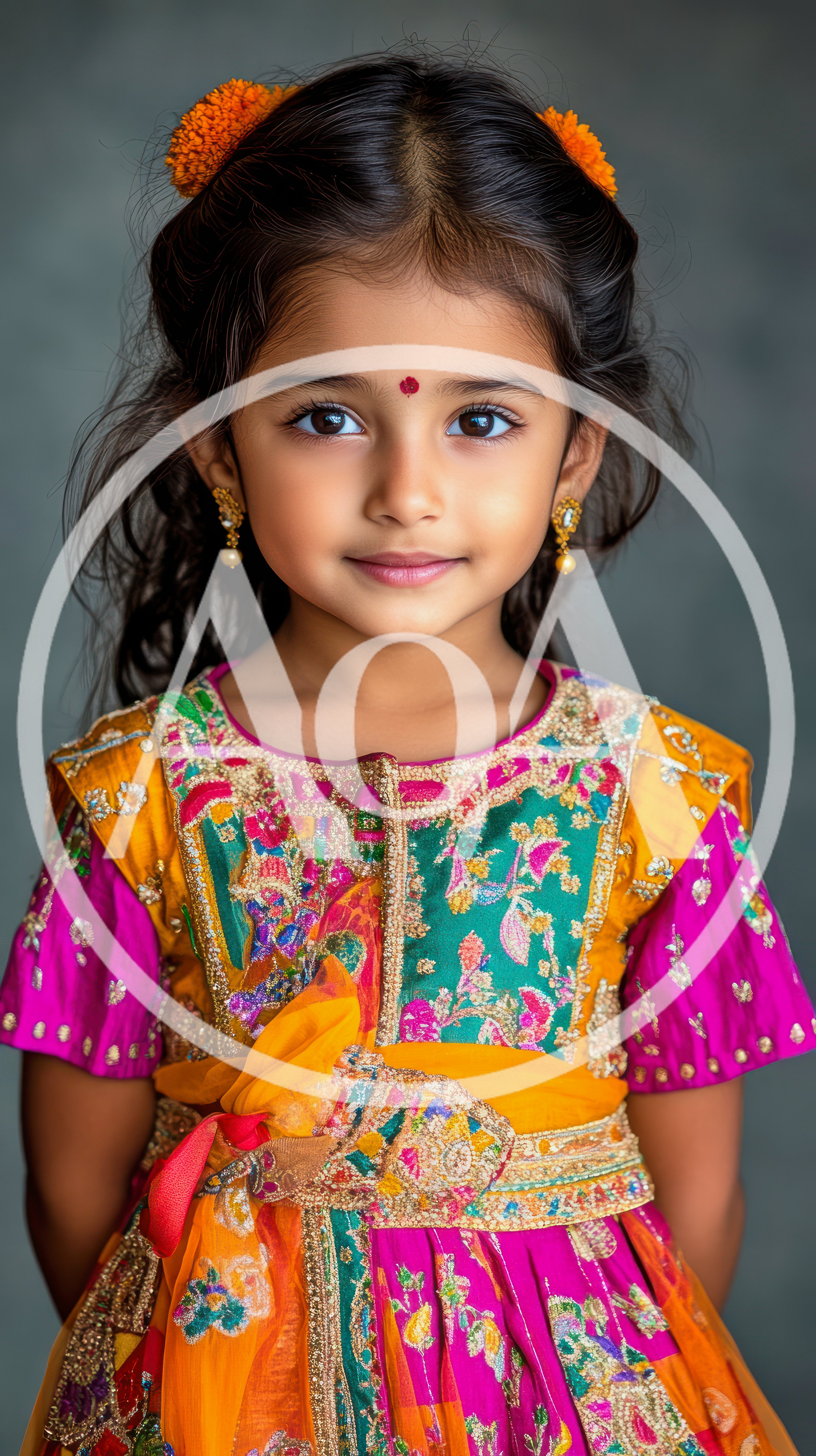 Portrait of a Young Indian Girl in Traditional Attire