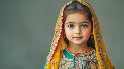 Portrait Of A Young Girl In Traditional South Asian Attire