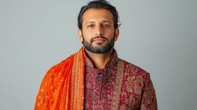 Portrait Of A Man In Traditional Indian Wedding Attire