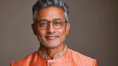 Portrait Of A Mature Indian Man In Traditional Attire