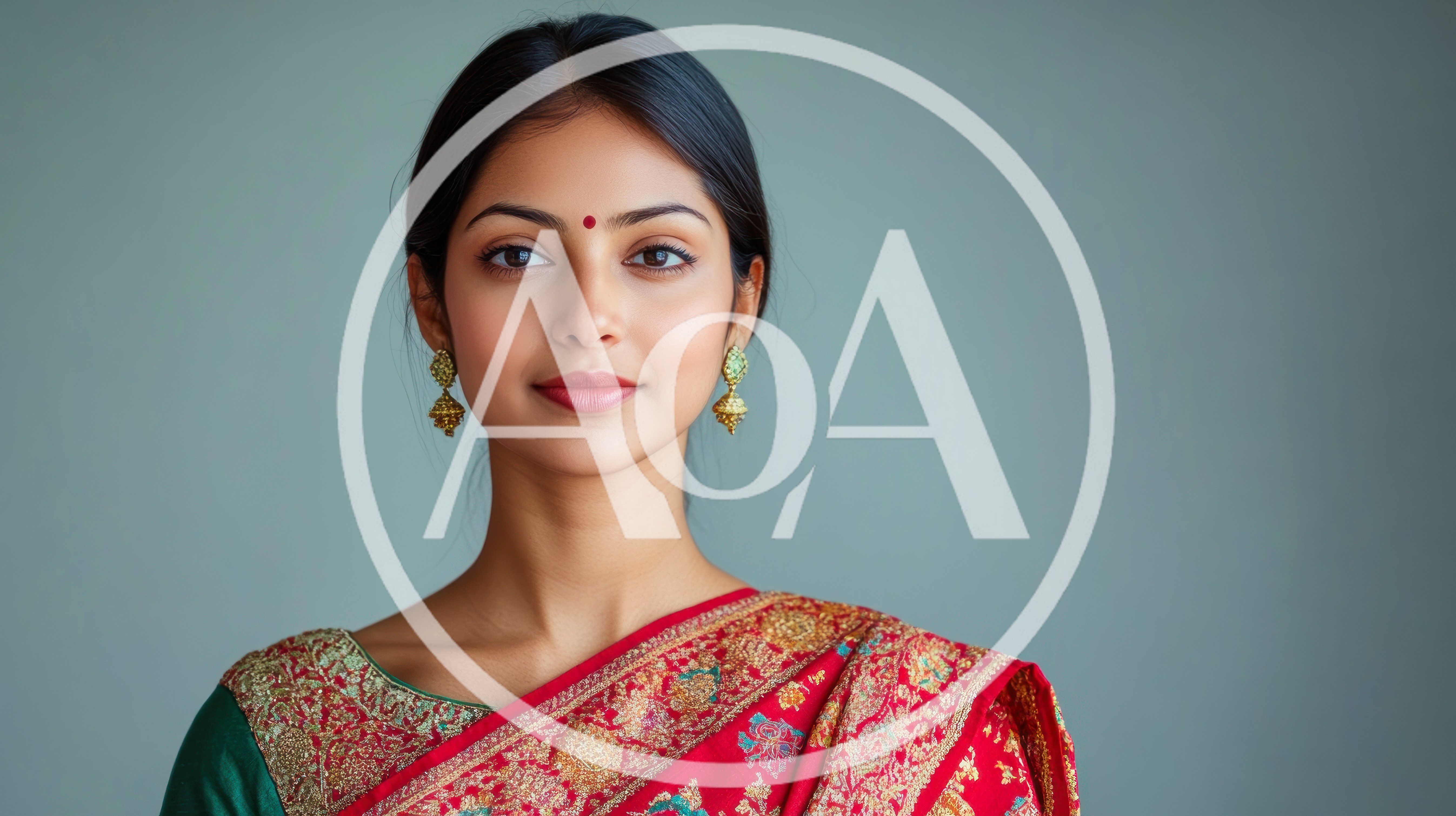 Portrait Of A Young Indian Woman In Traditional Saree