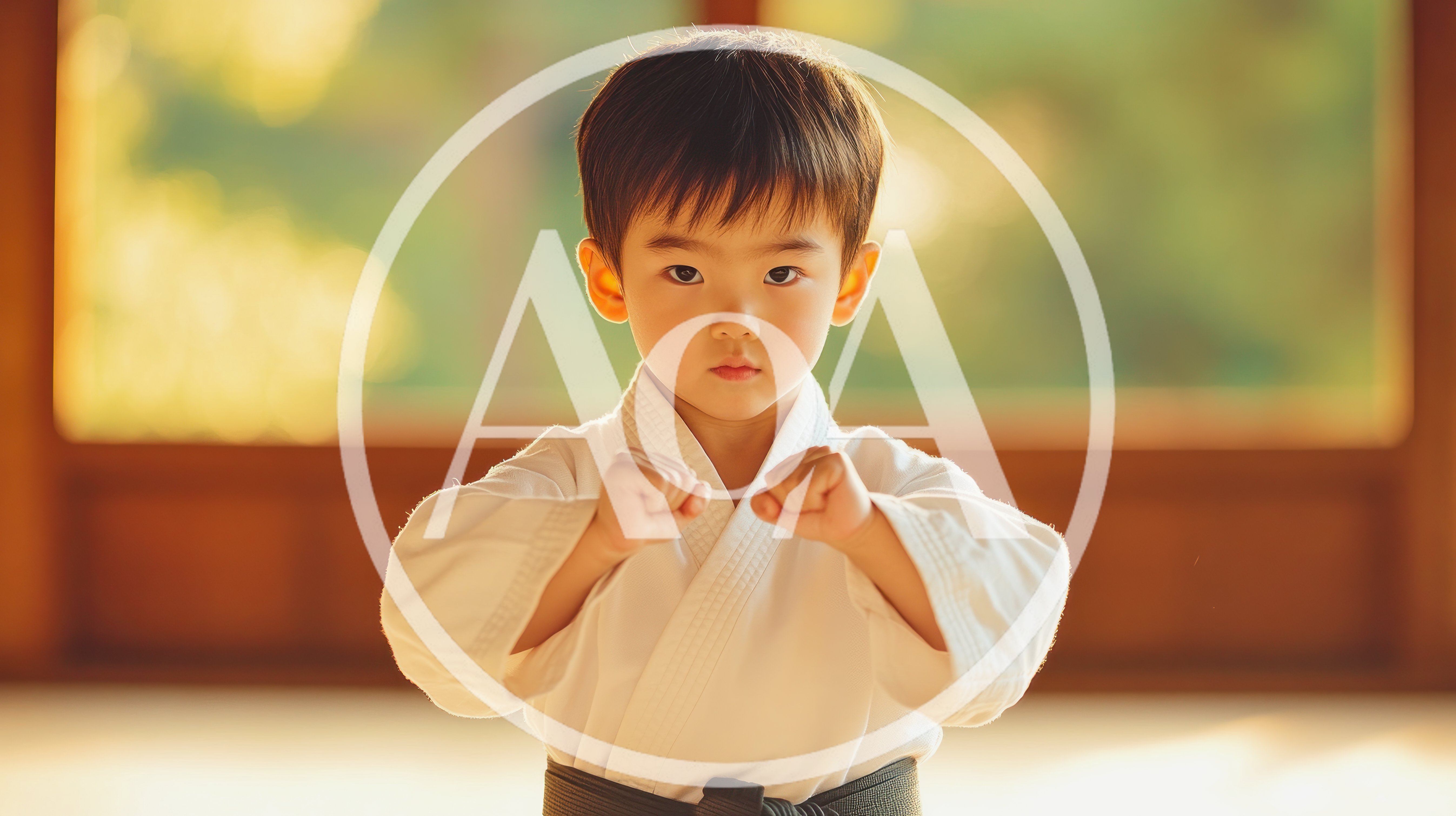 Young Asian Boy Practicing Karate In A Dojo