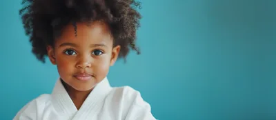 Young African American Girl Wearing Karate Gi