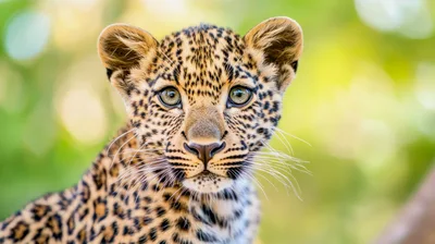 Close Up Portrait Of A Young Leopard Cub
