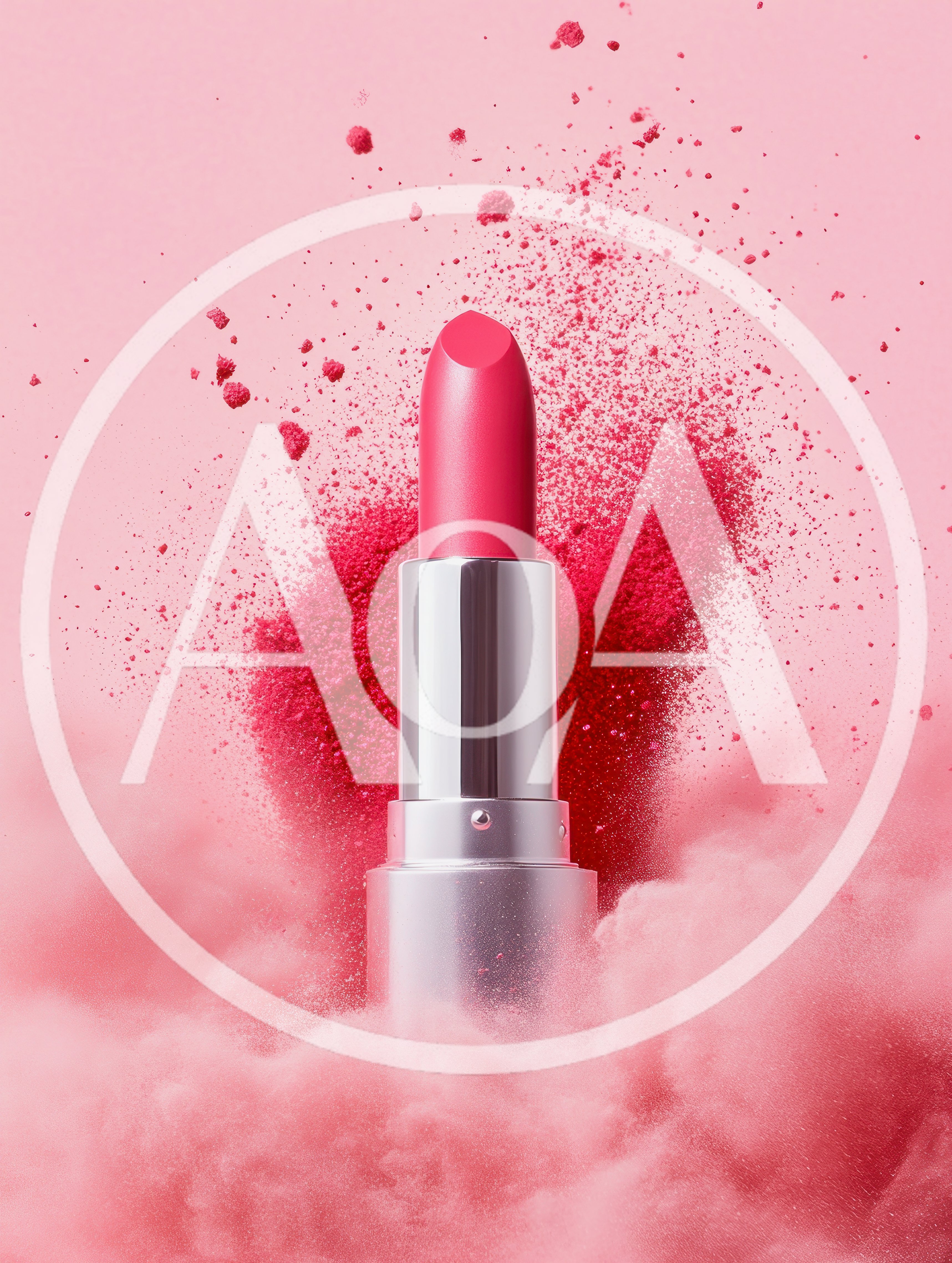 Pink Lipstick With Vibrant Powder Explosion
