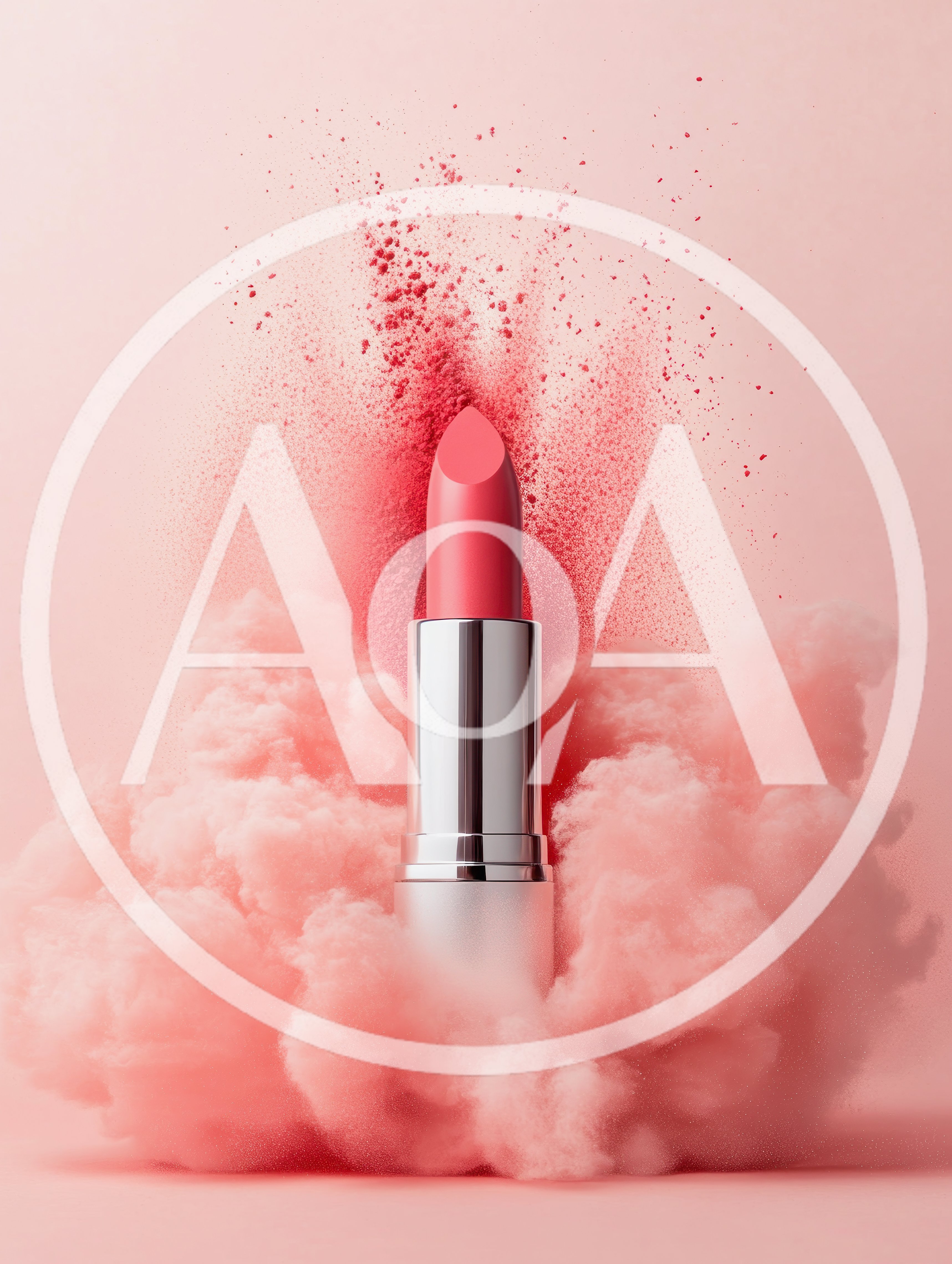 Pink Lipstick With Powder Explosion And Smoke Effect
