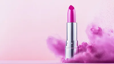 Pink Lipstick With Vibrant Powder Explosion