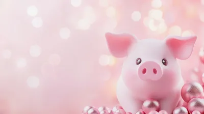 Cute Pink Piggy Bank With Decorative Christmas Ornaments