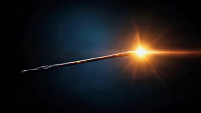Glowing Magic Wand Casting A Bright Light Beam