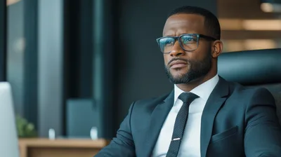 Professional African American Businessman Working In Modern Office