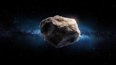 Large Asteroid Floating Through Deep Space