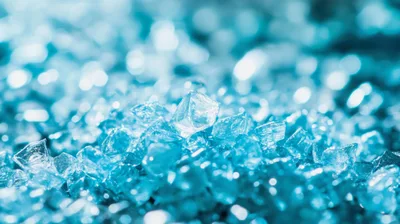 Macro Close Up Of Sparkling Blue Crystal Fragments