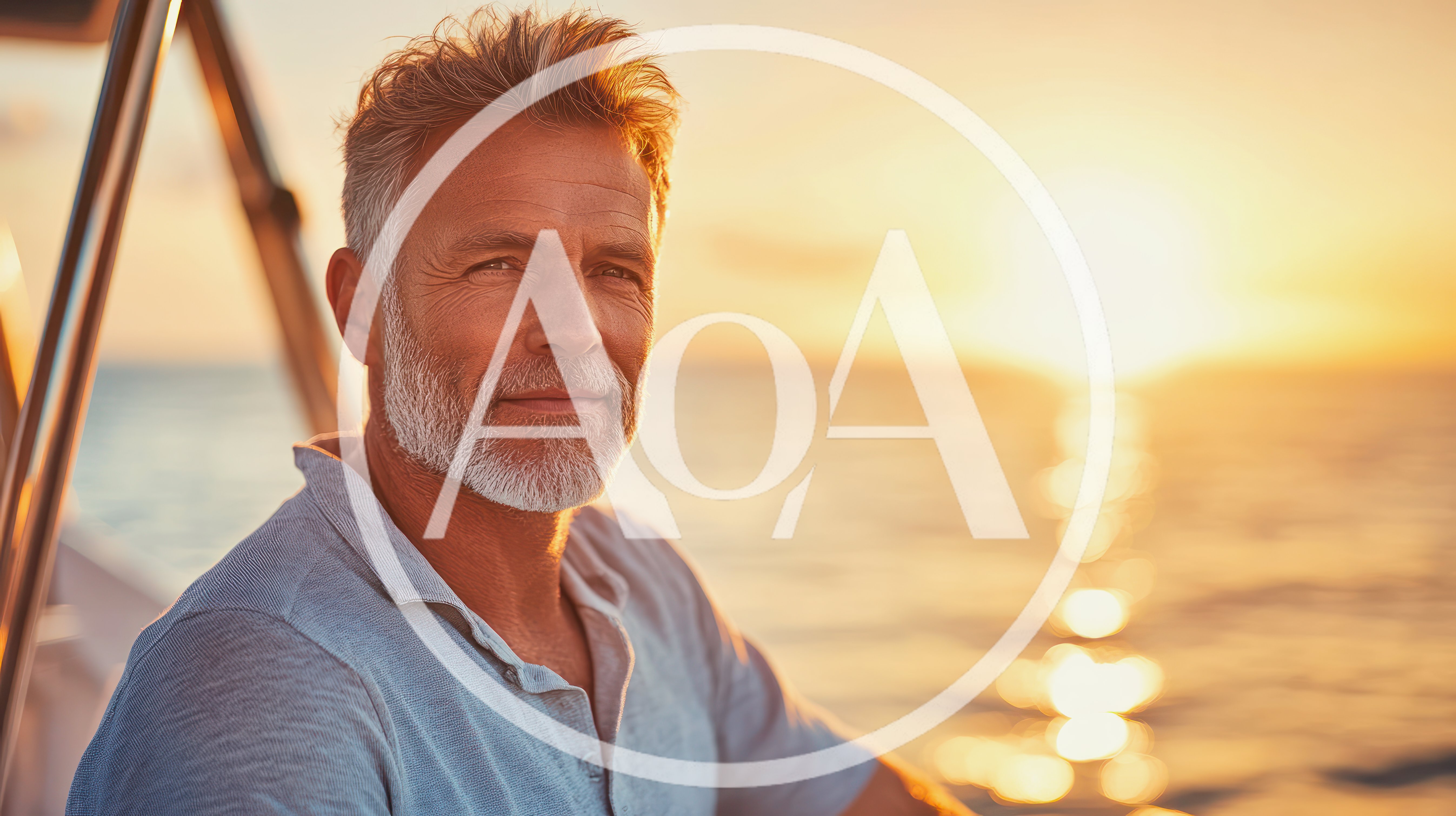 Mature Man Enjoying Sunset On A Boat