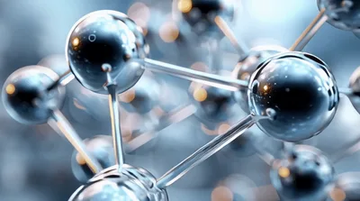 Abstract Metallic Molecular Structure Rotating In Space
