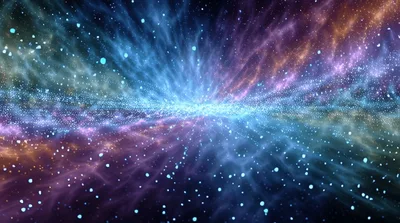 Abstract Nebula Clouds With Glowing Floating Particles