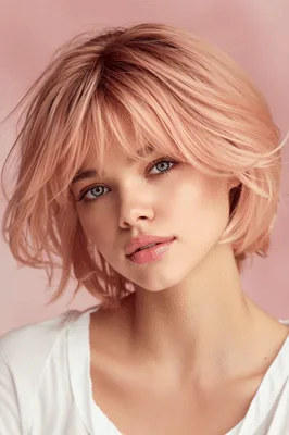 Portrait Of A Young Woman With Pink Hair