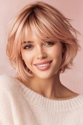 Beautiful Young Woman With Short Blonde Hair Posing
