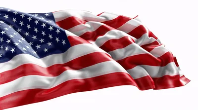 Waving American Flag Isolated On White Background